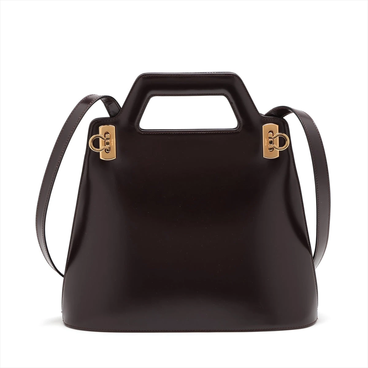 フェラガモ ガンチーニ ハンドバッグ 2way レザー ブラック