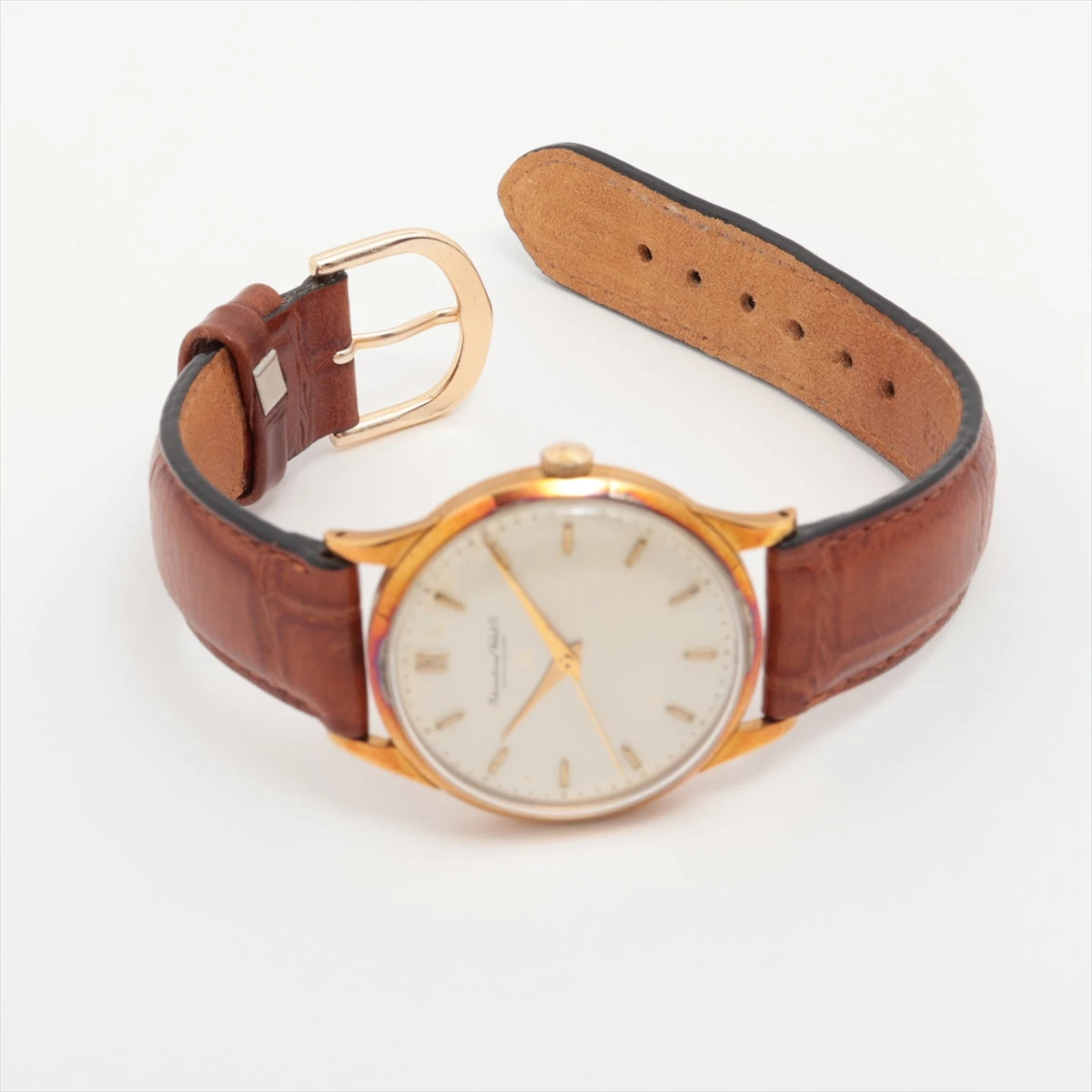 IWC シャフハウゼン YG×社外革 手巻き シルバー文字盤 A2871989