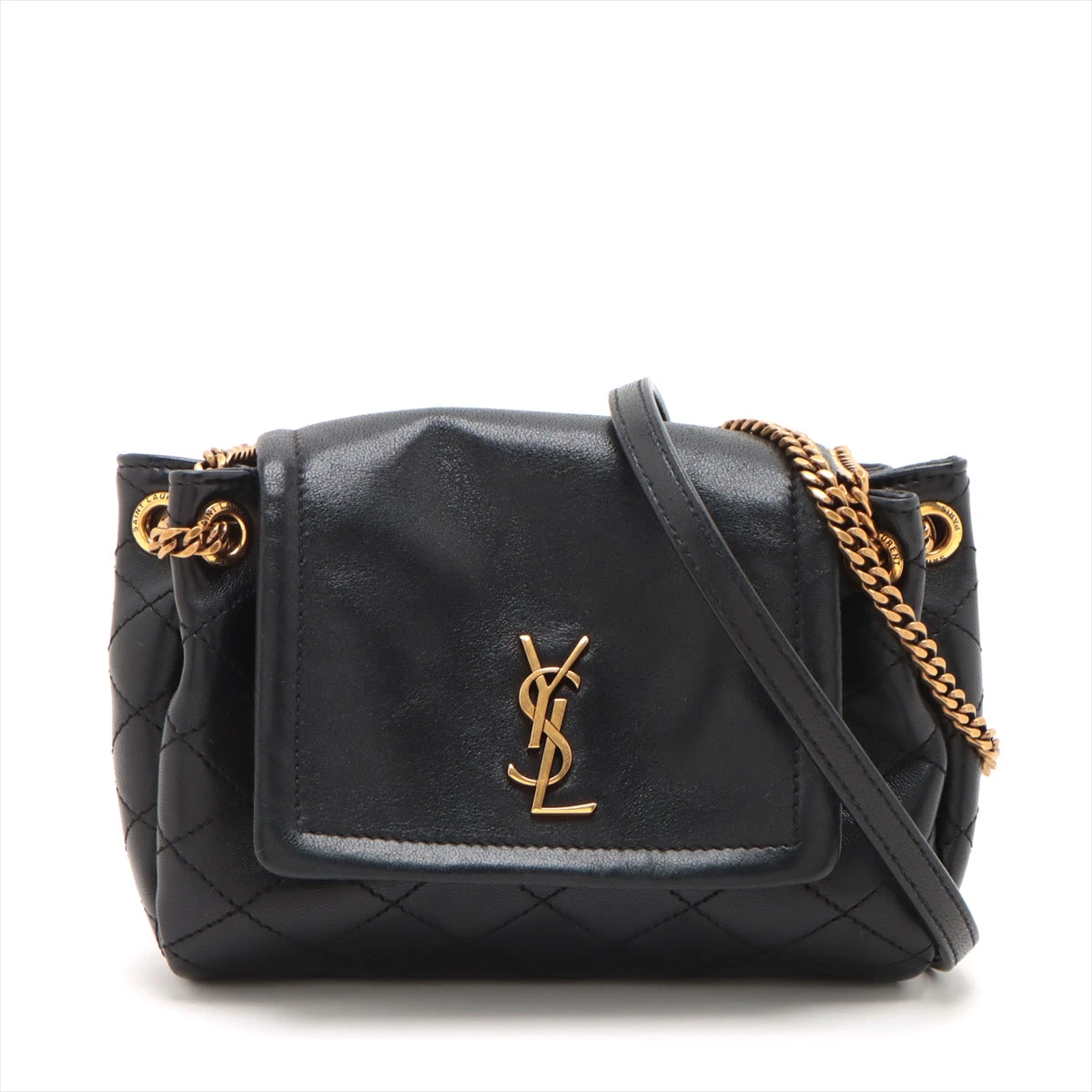 サンローランパリ レザー チェーンショルダーバッグ ブラック 672738