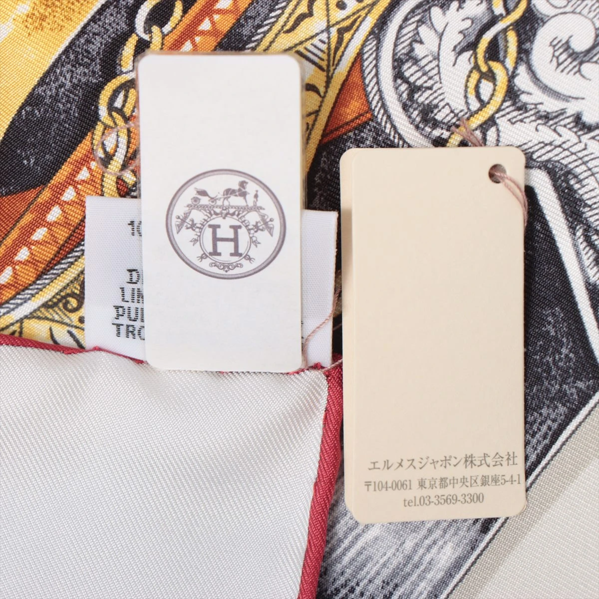 エルメス カレ90 CAVAL CADES 騎馬行進 スカーフ シルク グレー×レッド