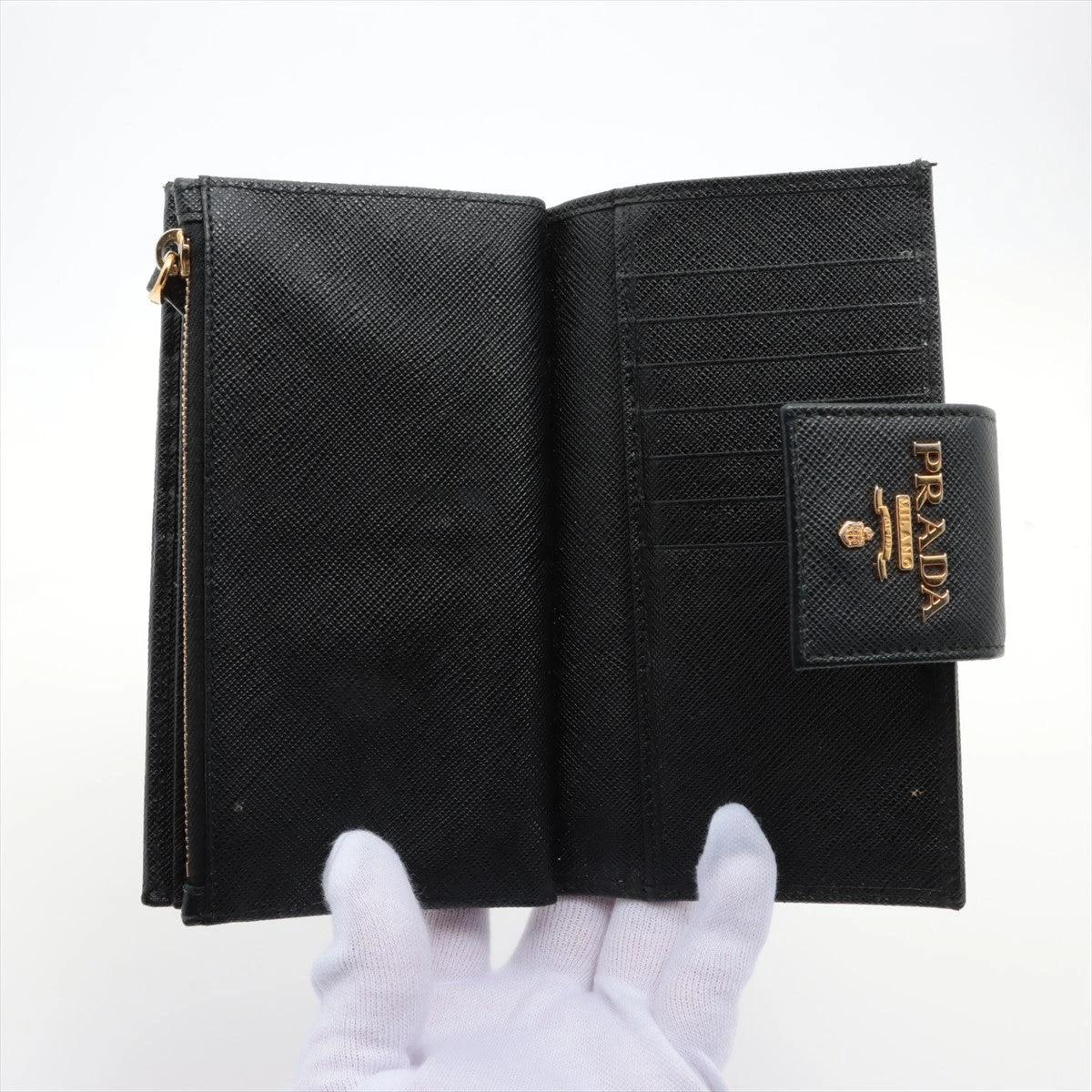 プラダ サフィアーノ 1ML005 レザー 財布 ブラック A2878600｜中古