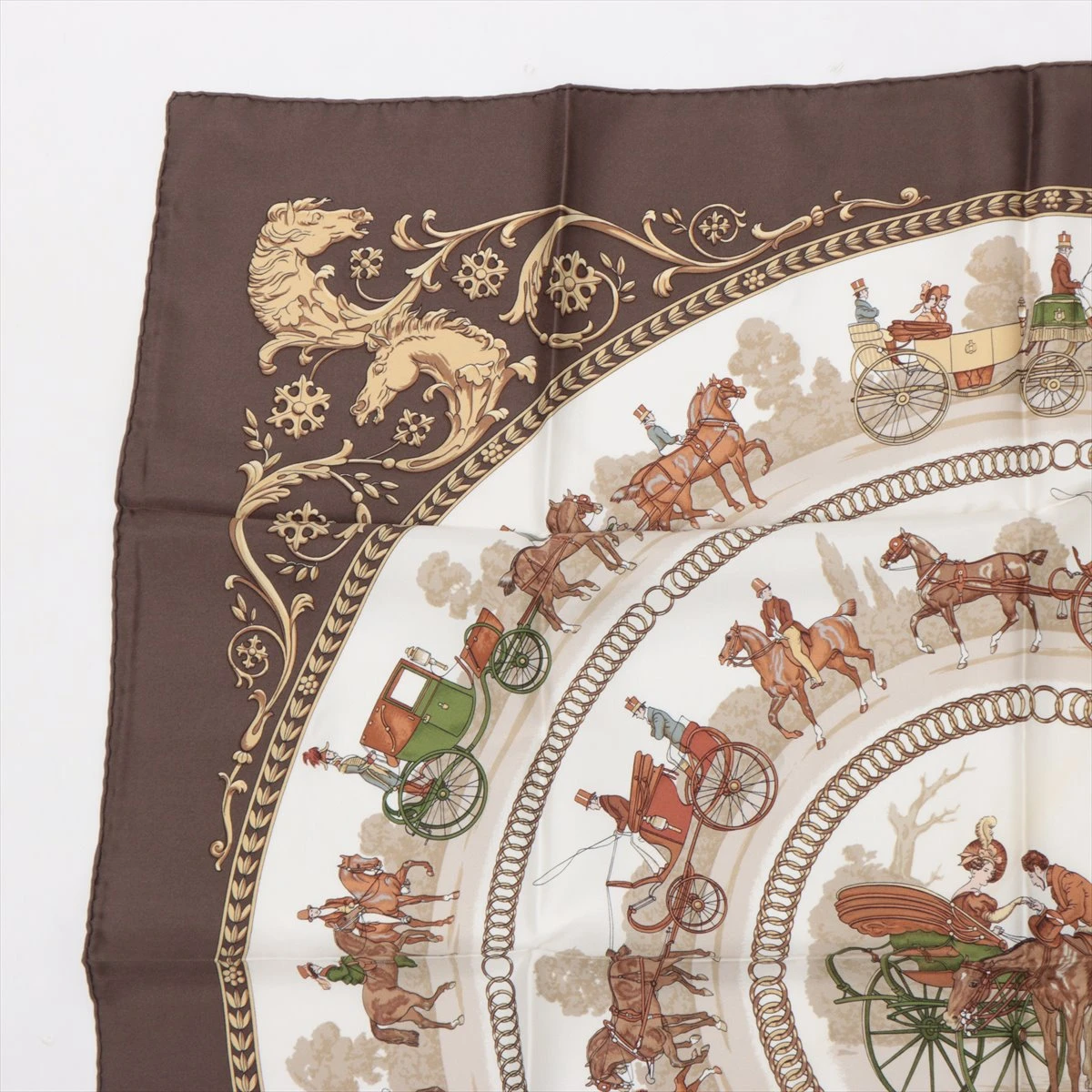 【週末セール】HERMES カレ 90 ロンシャンへの散歩道 美品　タグ有り HERMES - エルメス カレ90 La Promenade de Longchamps ロンシャンへの