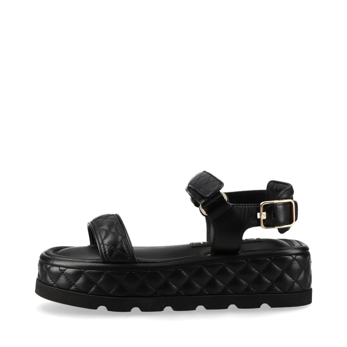 シャネル　マトラッセサンダル　ブラック シャネル CHANEL サンダル ウェッジソールチェーンサンダル