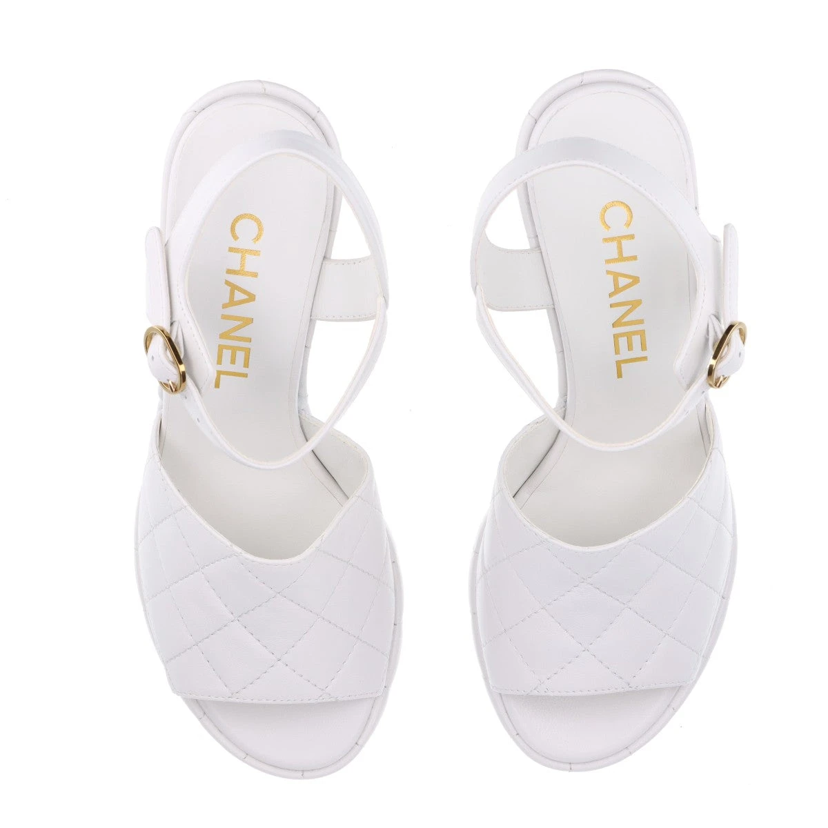 美品CHANEL ホワイト ストラップサンダル 37 シャネル CHANEL ロゴビジュー トングサンダル ストラップ