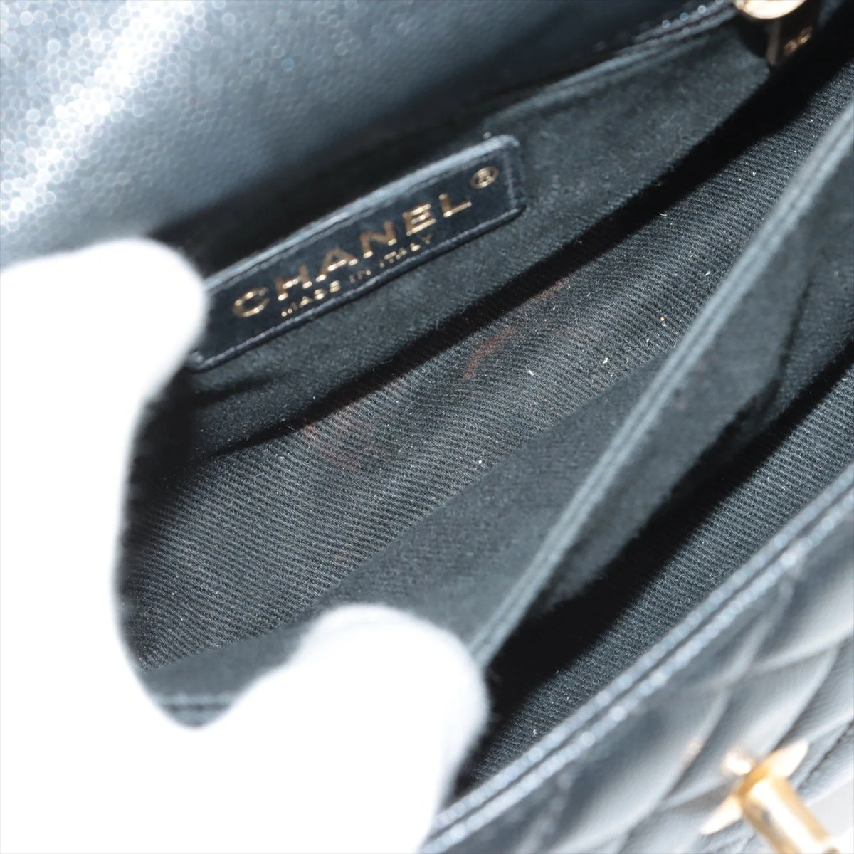 ナイロン 本革 ショルダーバッグ ゴールド金具 ブラック [loche