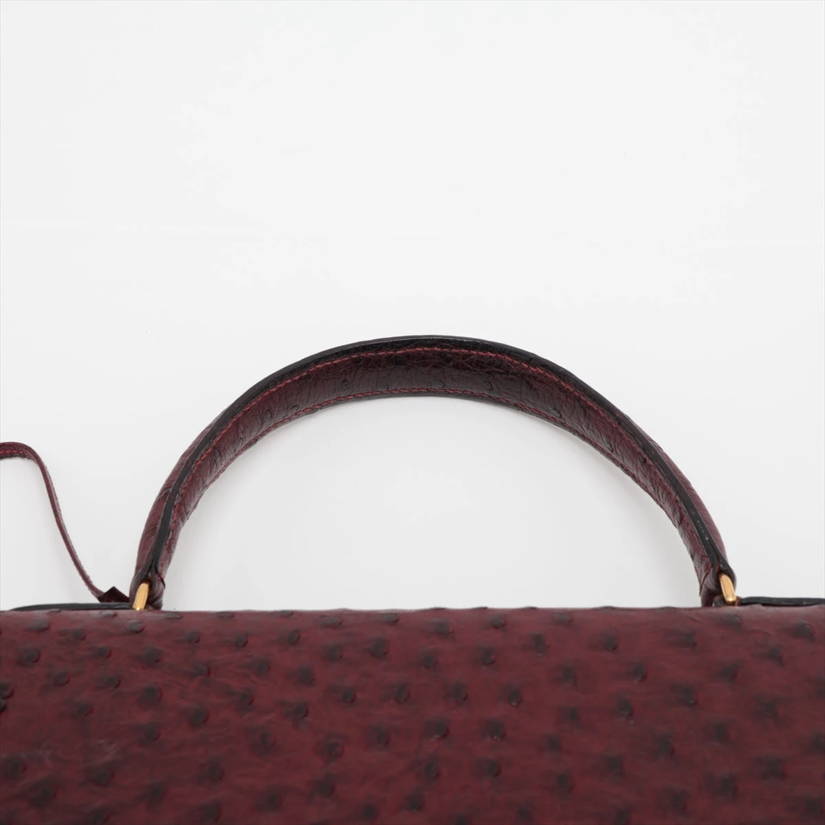 エルメス ケリー35 オーストリッチ ボルドー ゴールド金具 ○J