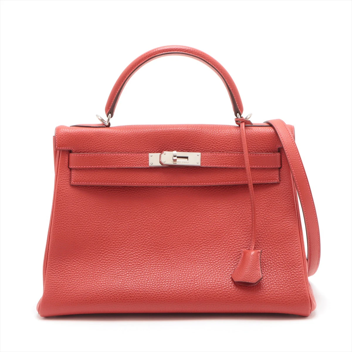 HERMES(エルメス) ケリー32 (内縫い) ルージュカザック レッド赤 トゴ パラジウム金具 シルバー金具 □I刻印 ハンドバッグ 2WAY ショルダー 肩掛け レディース 40802168251【中古】【アラモード】 エルメス ケリー32 トゴ ルージュヴィフ シルバー金具 □H:2004年