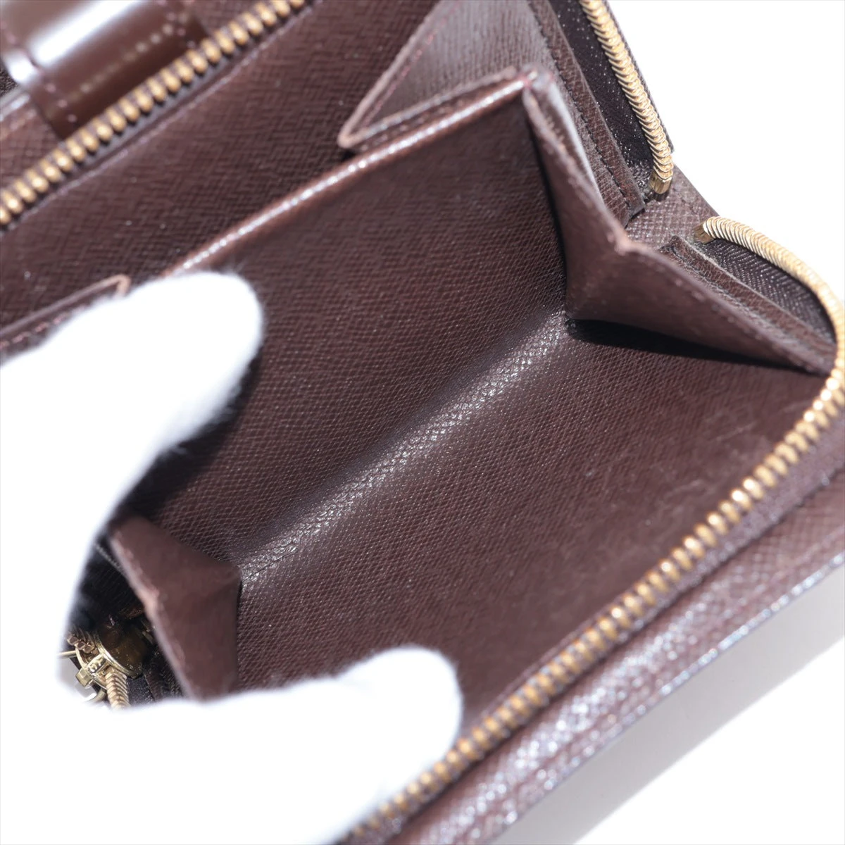 ヴィトン　ダミエ　コンパクトジップ 美品】 ルイヴィトン ダミエ コンパクトジップ 二つ折り 財布