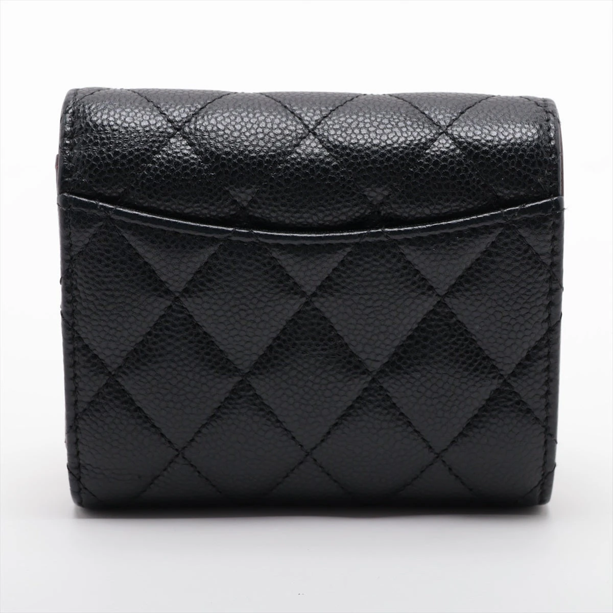 即決セール！CHANEL マトラッセ キャビアスキン ブラック正規保証2353. シャネル マトラッセ キャビア ブラック 三つ折り財布