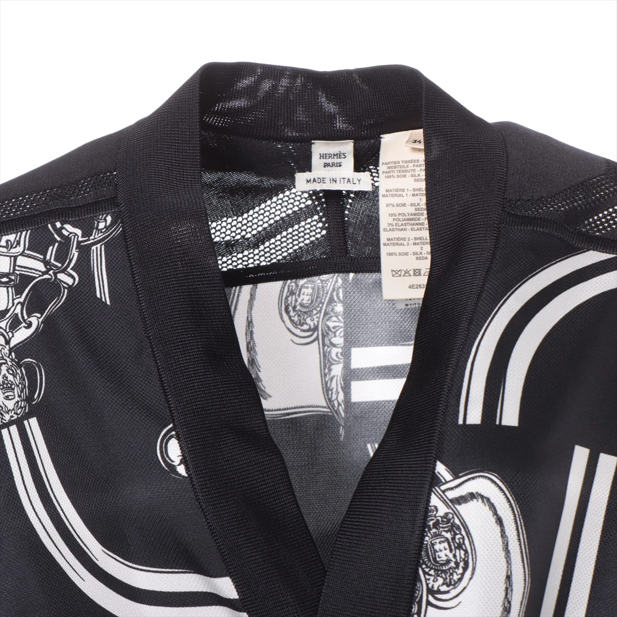 エルメス 14SS シルク カーディガン 34 レディース ネイビー 