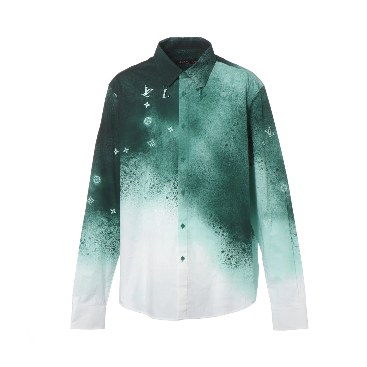 ◆Louis Vuitton 23SS 最新作◆モノグラム◆コットンシャツ◆ ヴィトン 23SS コットン シャツ 4L メンズ ホワイト×グリーン