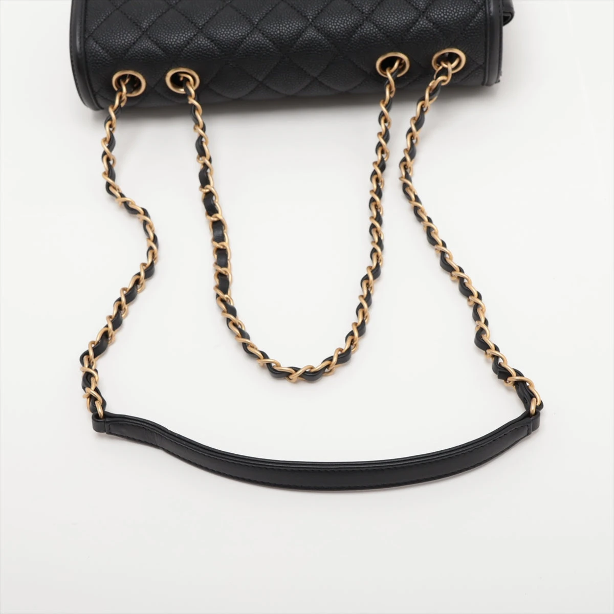 シャネル CCフィリグリー キャビアスキン シングルフラップ ダブル