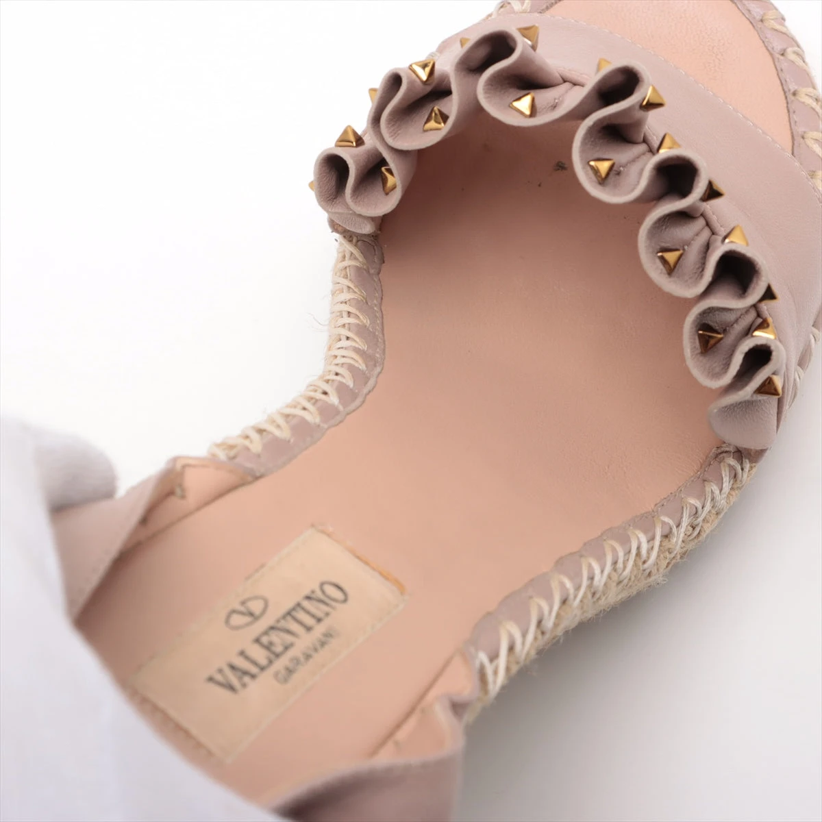 極美品　箱付き　ヴァレンティノ ロックスタッズ ウェッジサンダル ピンクベージュ Valentino Garavani ロックスタッズ ウェッジサンダル | ピンク