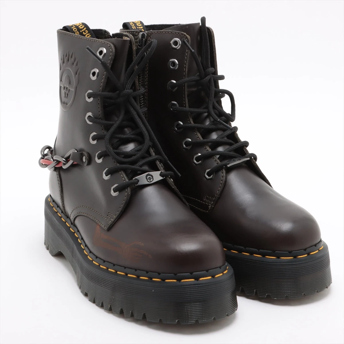 Akira★UK6ドクターマーチン　レザーロングブーツ ドクターマーチンDr.Martens ガラスレザー1460 8ホールブーツ 黒