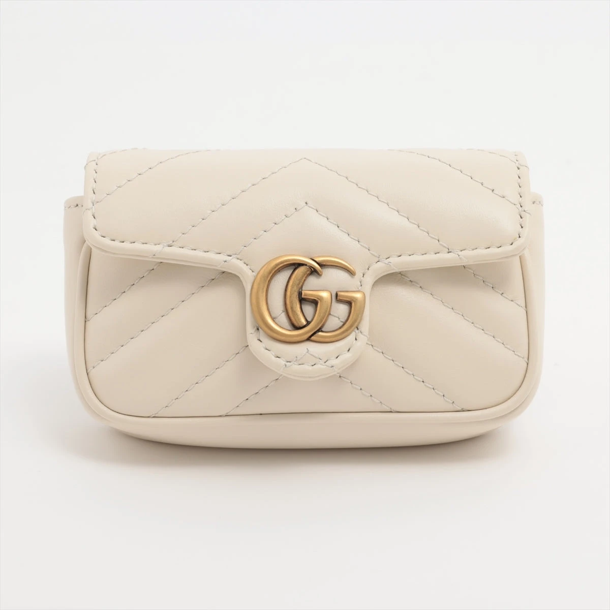グッチ GGマーモント 575161 レザー ポーチ アイボリー A2856859｜中古