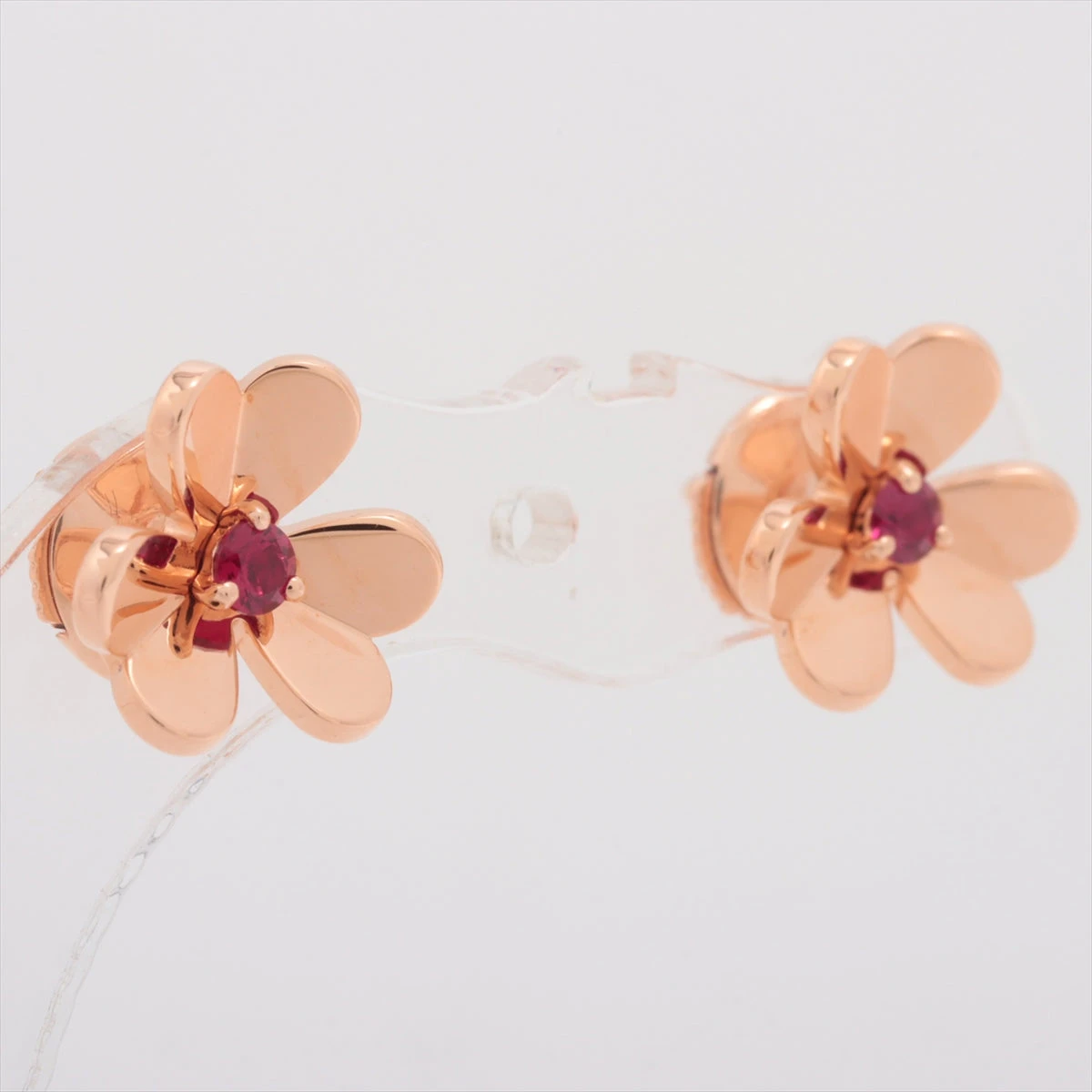 最高品質 ローズゴールドルビーミニクローバーフラワーピアスフリヴォル 天白】【セール】【VAN CLEEF&ARPELS】ヴァンクリーフ＆アーペル