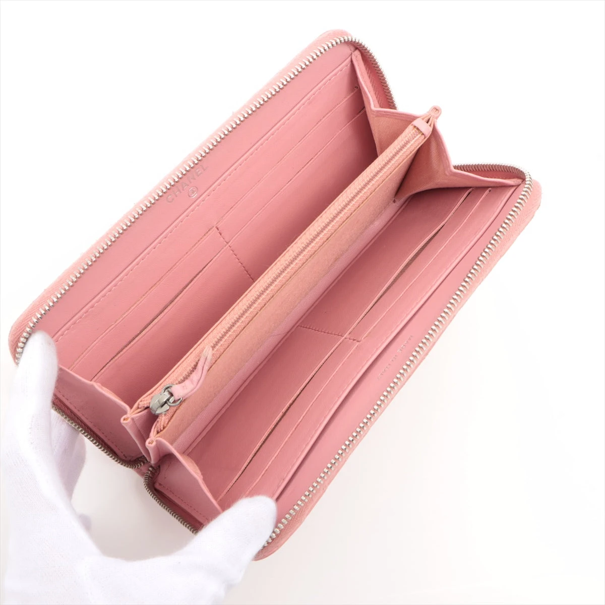 CHANEL シャネル ラムスキン Vステッチ ラウンドジップ長財布　ピンク シャネル Vステッチ ラムスキン ラウンドジップウォレット
