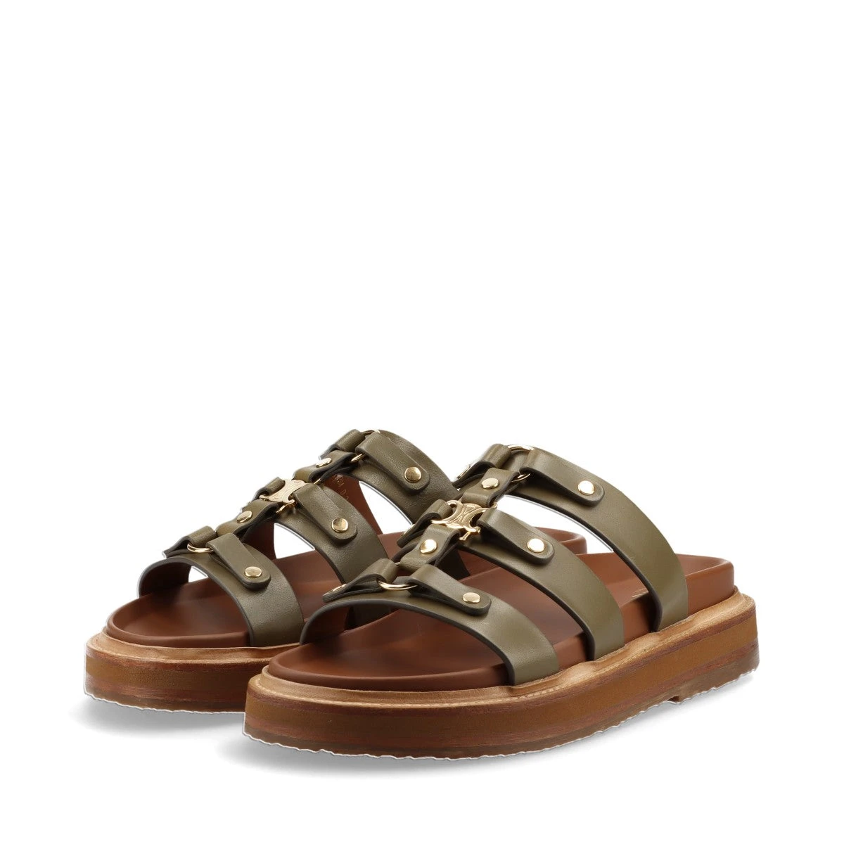 CELINE スライドティッピ　37 CELINE - TIPPI SLIDE in CALFSKIN - VEGETAL TANNING - DARK