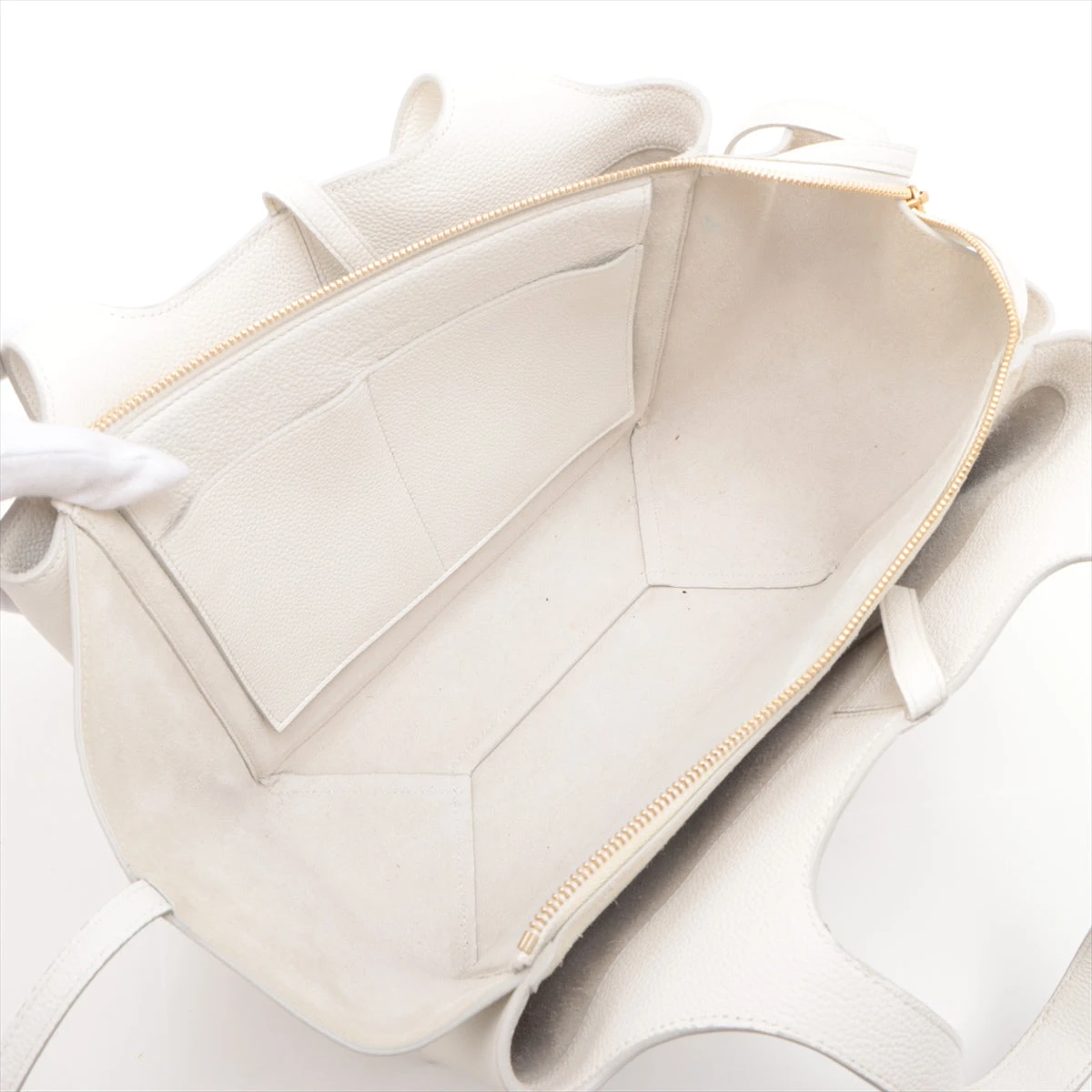 セリーヌ トリフォルド レザー トートバッグ ホワイト A2873563｜中古