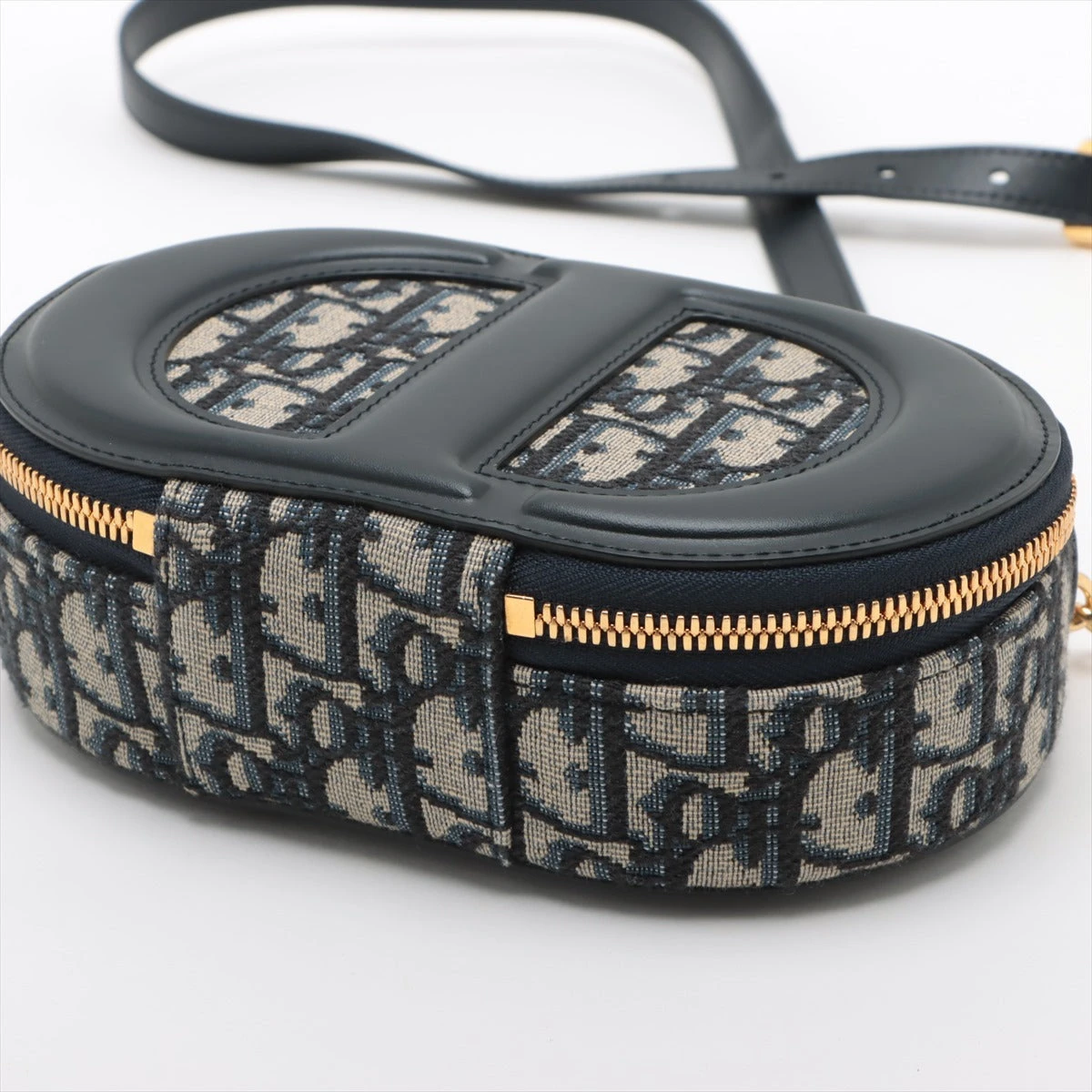 クリスチャンディオール　チェーンショルダーバッグ　レザー　ロゴ　紺 極 美品 Christian Dior クリスチャン ディオール トロッター 柄