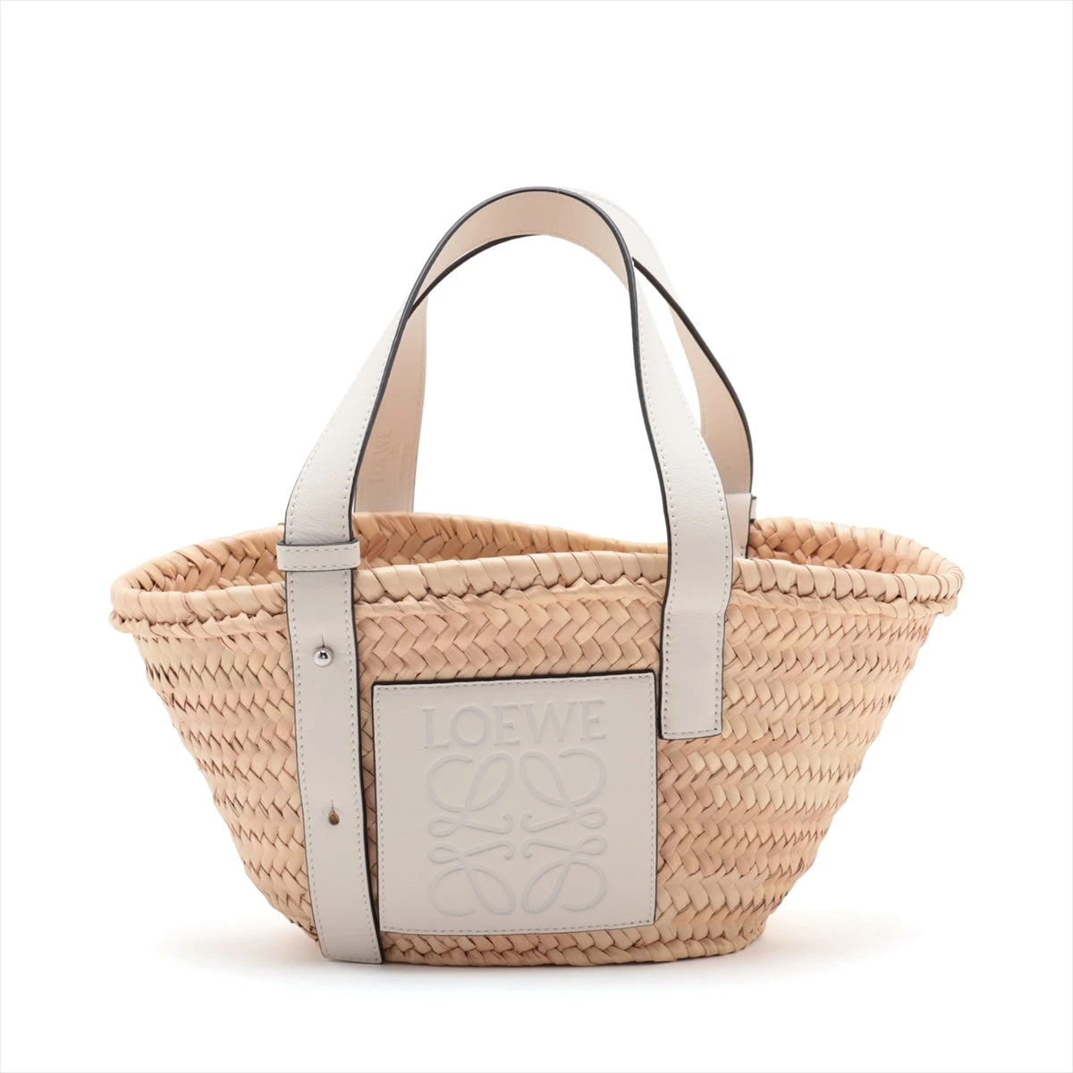 美品！！　ロエベLOEWE かごバッグバスケットバック スモール ホワイト 美品】ロエベLOEWE かごバッグバスケットバック スモール