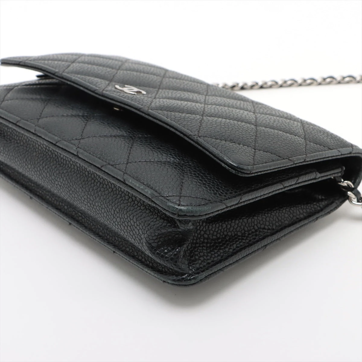 チェーンウォレット♡ キャビアスキン　シルバー金具 CHANEL】シャネル チェーンウォレット ブラック×シルバー金具