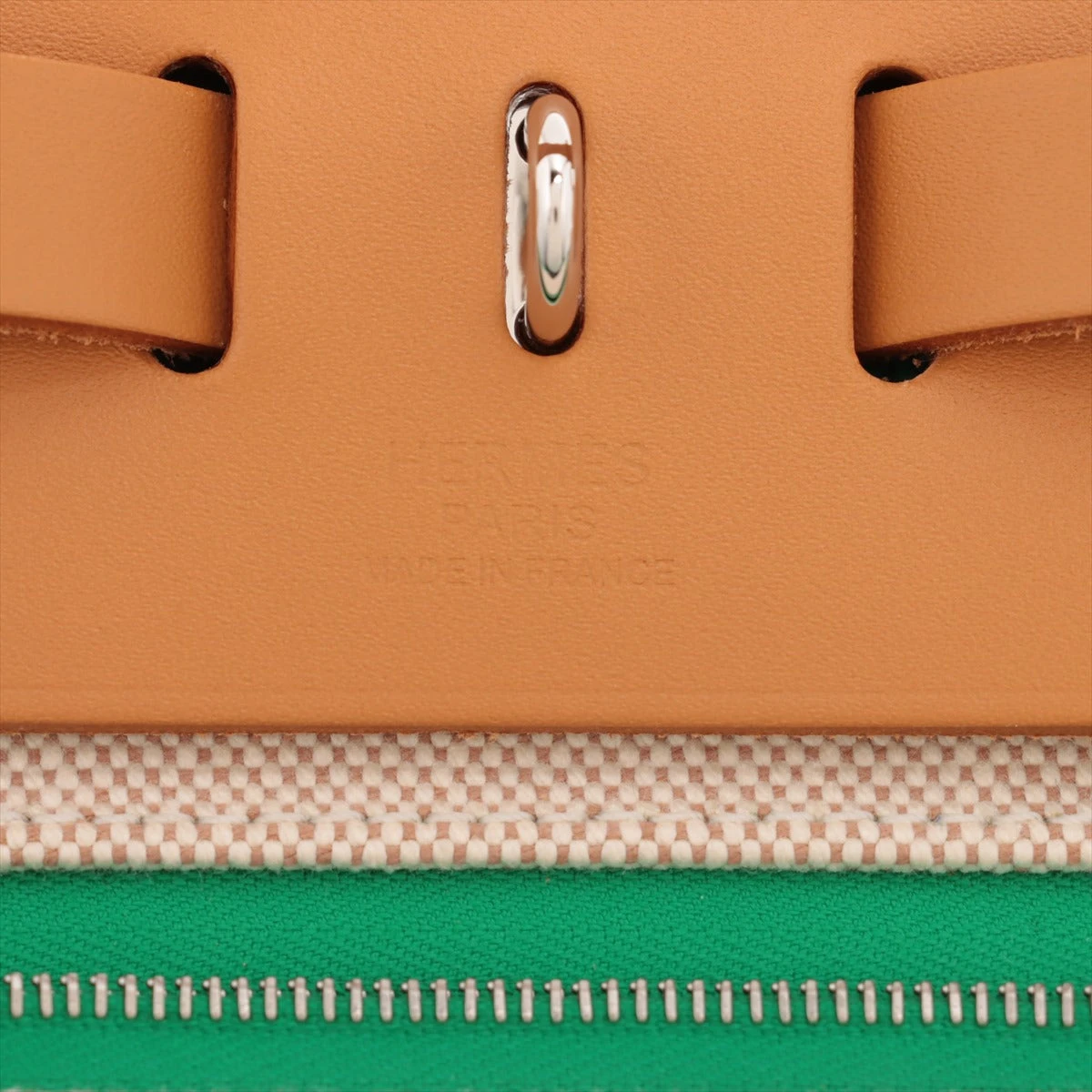 エルメス エールバッグジップPM トワルアッシュ×レザー グリーン