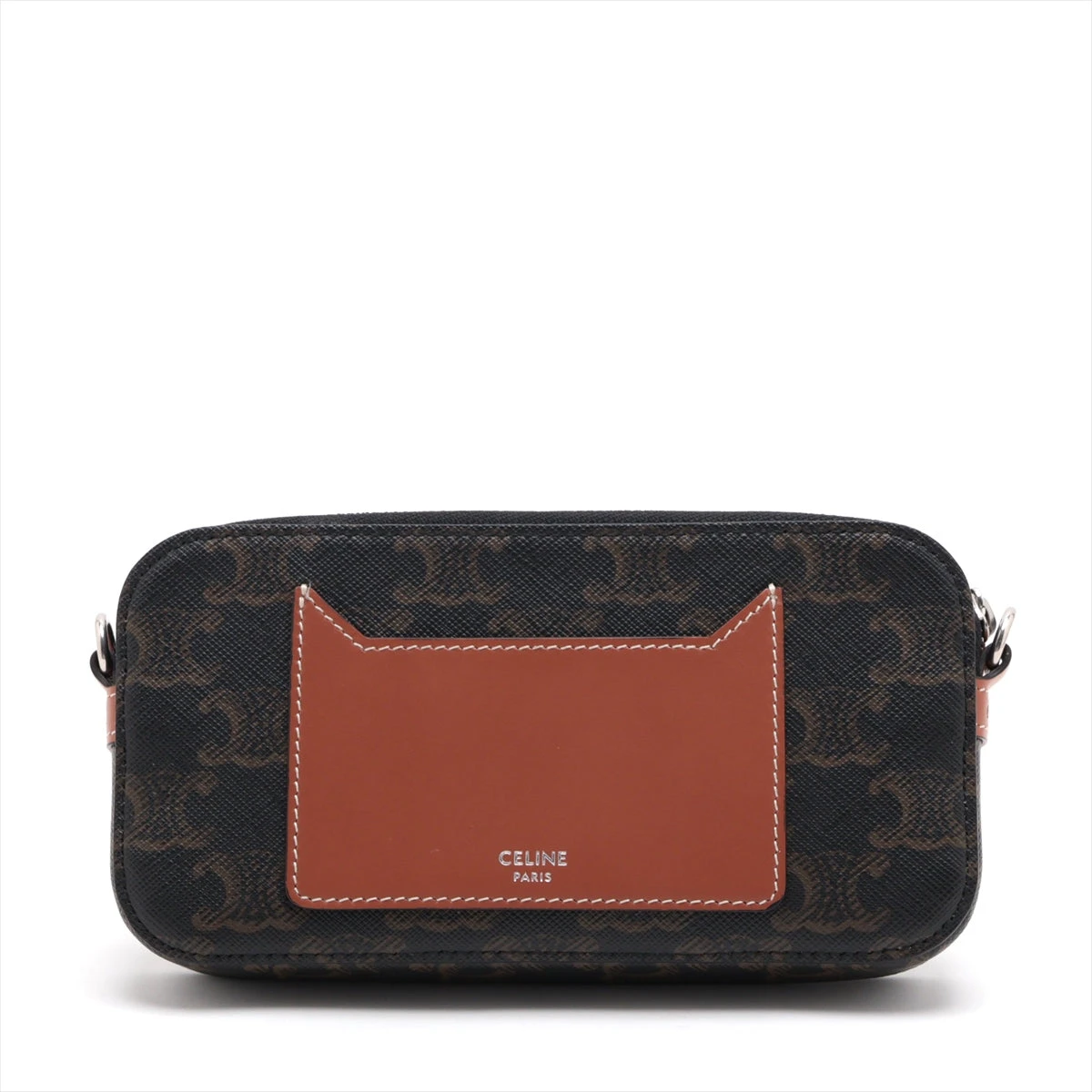 セリーヌ　ポーチ　トリオンフ ホリゾンタルポーチ / CELINEプリント入りトリオンフキャンバス - タン
