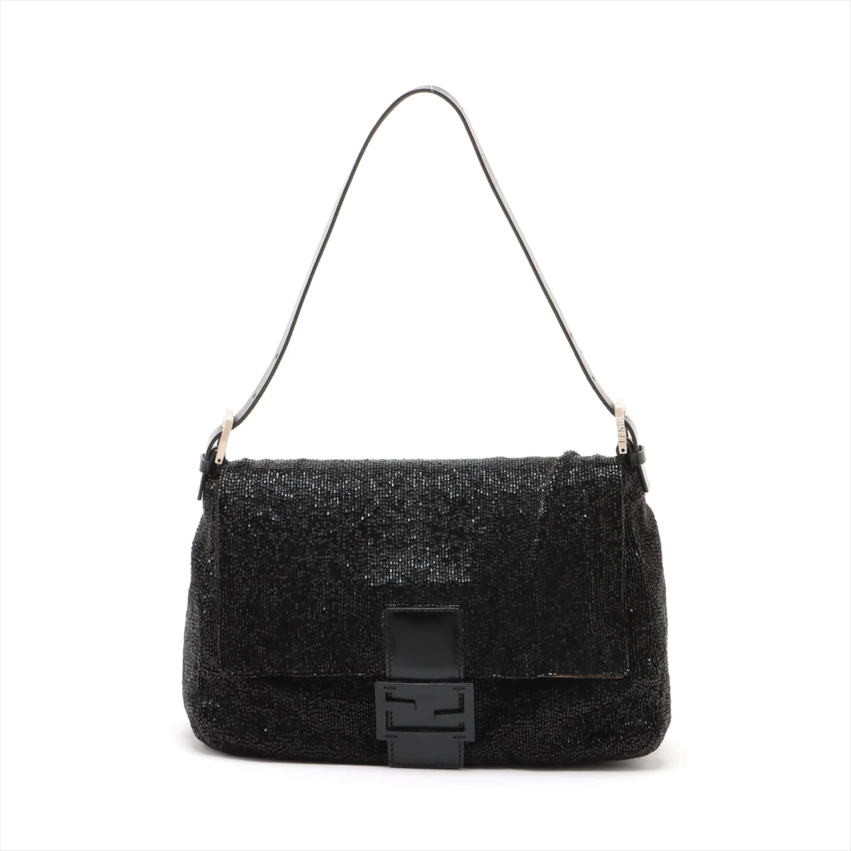 o82【極美品】フェンディ　コットン　ブラック　マンマバケット　ショルダーバッグ フェンディ マンマバケット レザー×ビーズ ショルダーバッグ ブラック