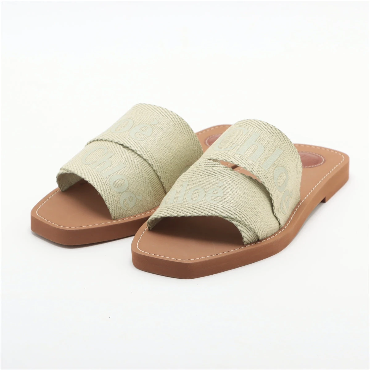 クロエ ブラウンレザー スタッズ サンダル （クロエ ファブリック  