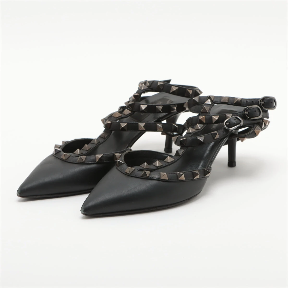 VALENTINO GARAVANI ロックスタッズ パンプス37 1/2 ヴァレンティノガラヴァーニ レザー ストラップパンプス 37 1/2