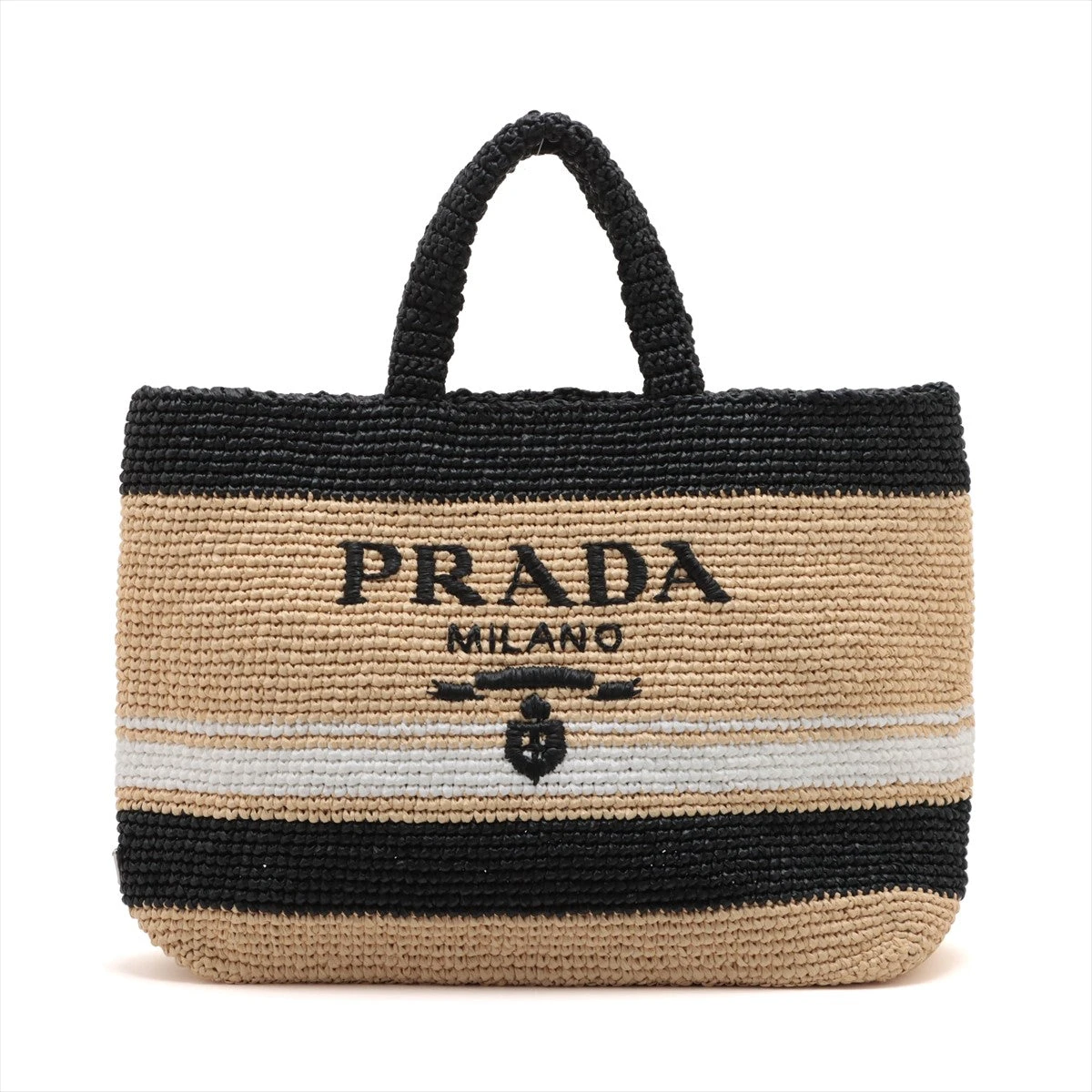 海外限定サイズ*PRADA*ロゴ入 ラフィア トートバッグ 2色 (PRADA