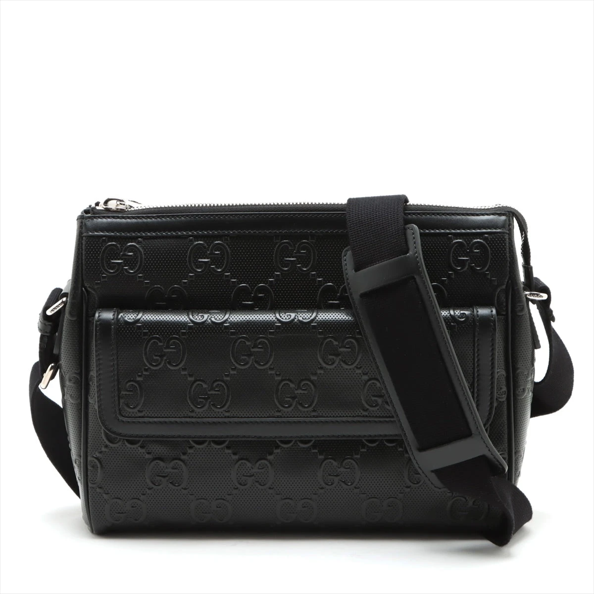 GUCCI グッチ GGエンボス ショルダーバッグ ブラック レザー