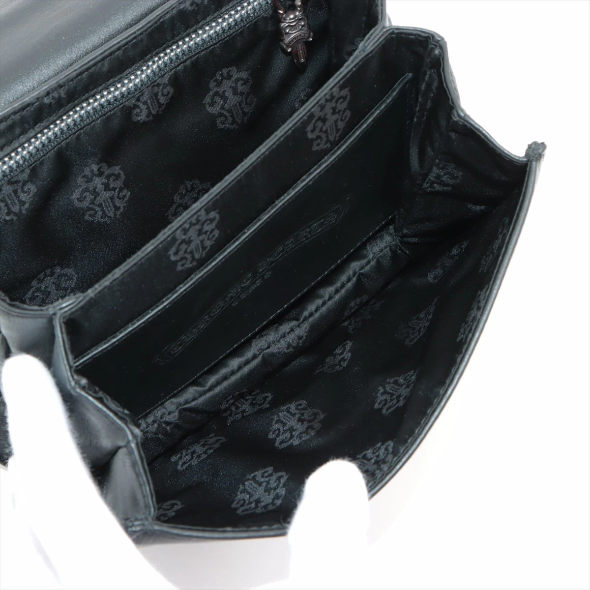 ブラッククローバー クロムハーツ ハンドバッグ レザー×925 インボイスアリ ブラック