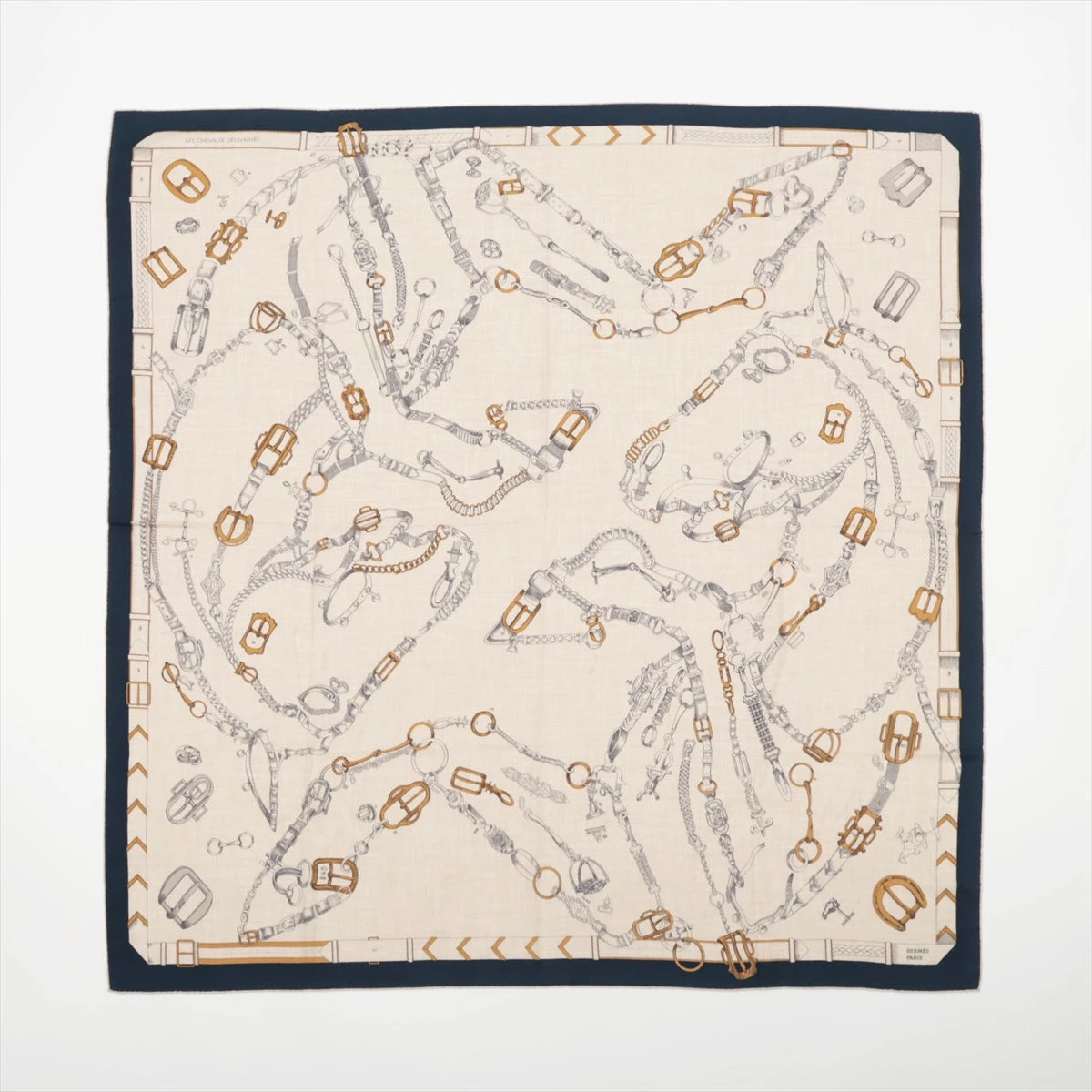 エルメス カレジェアン LES CHEVAUX DE CHAINES ストール カシミヤ