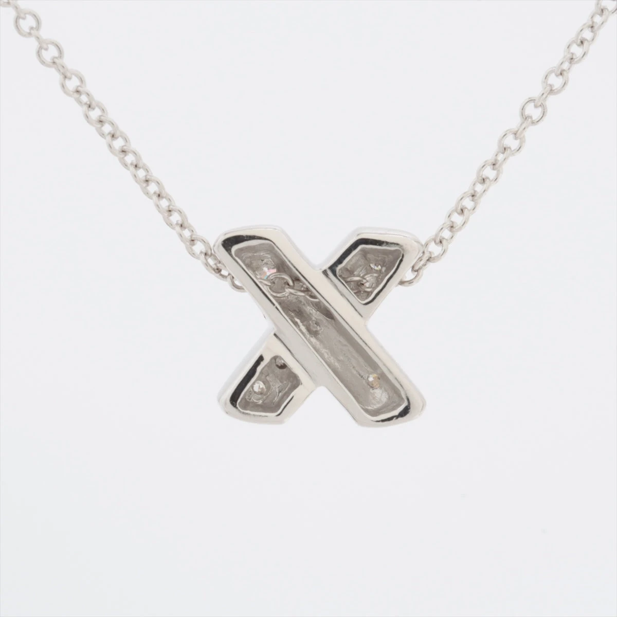 Tiffany & Co. ティファニー　クロスステッチ プチ ダイヤネックレス ティファニー クロスステッチ ダイヤ ネックレス 750(WG) 3.0g