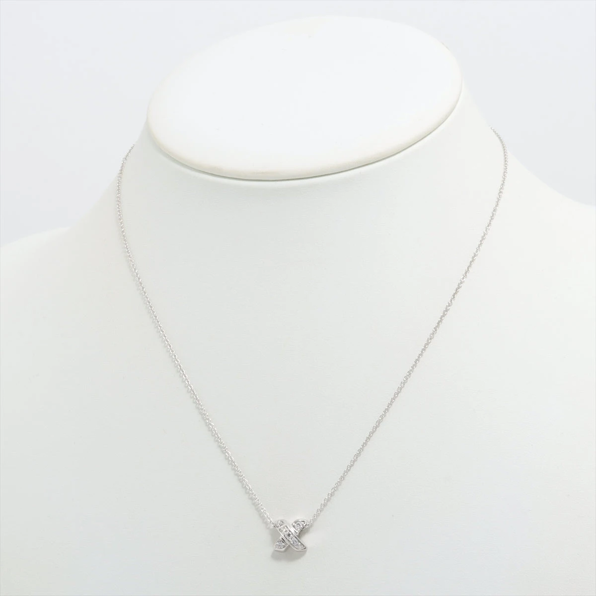 ティファニー クロスステッチ ダイヤ ネックレス 750(WG) 3.0g