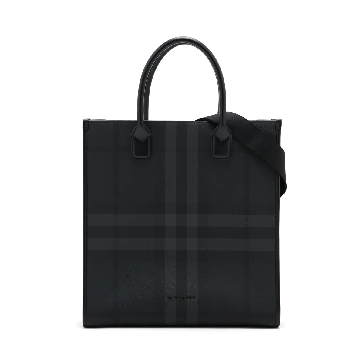 【美品】バーバリー トートバッグ 2way ショルダー レザー×PVC 黒 バーバリー PVC×レザー 2WAYトートバッグ ブラック A2884599