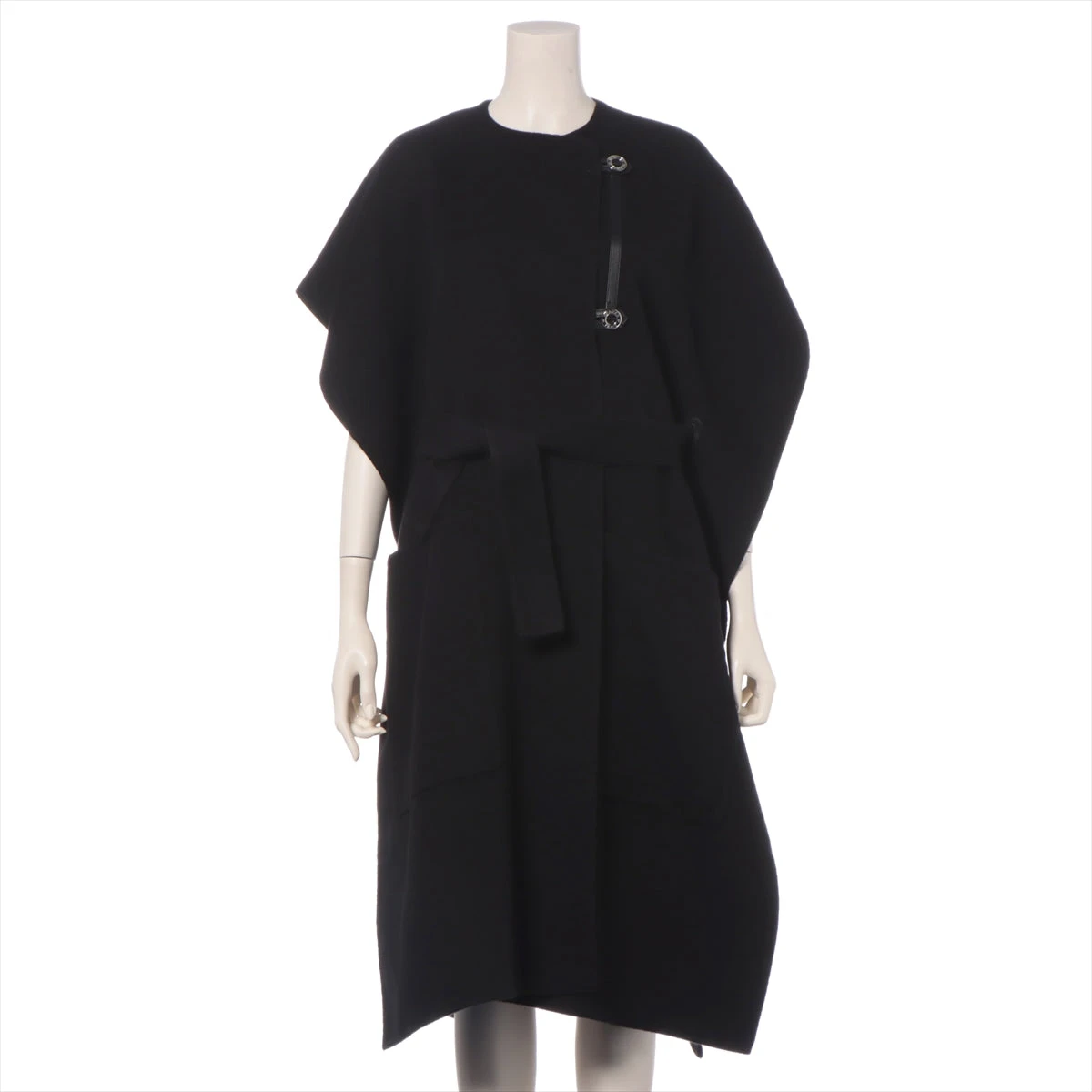 エルメス カシミヤ ポンチョ 34 レディース ブラック 2E0136DG タグ付