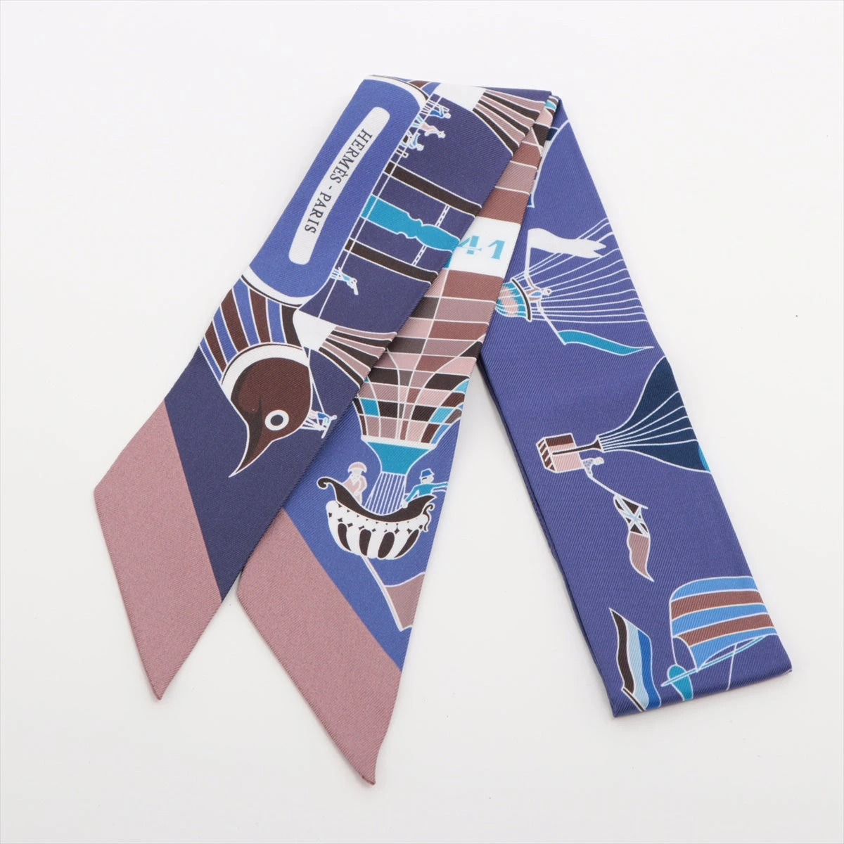 エルメス　ツイリー　大空の狂気　Les Folies du Ciel　①新品 エルメス ツイリー LES FOLIES DU CIEL 大空の狂気 スカーフ シルク