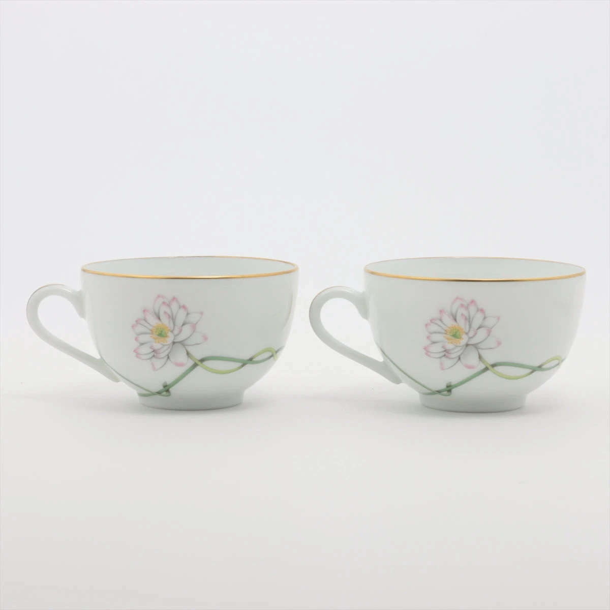 エルメス ナイルの庭 カップ&ソーサー 陶器 ホワイト×グリーン 2客