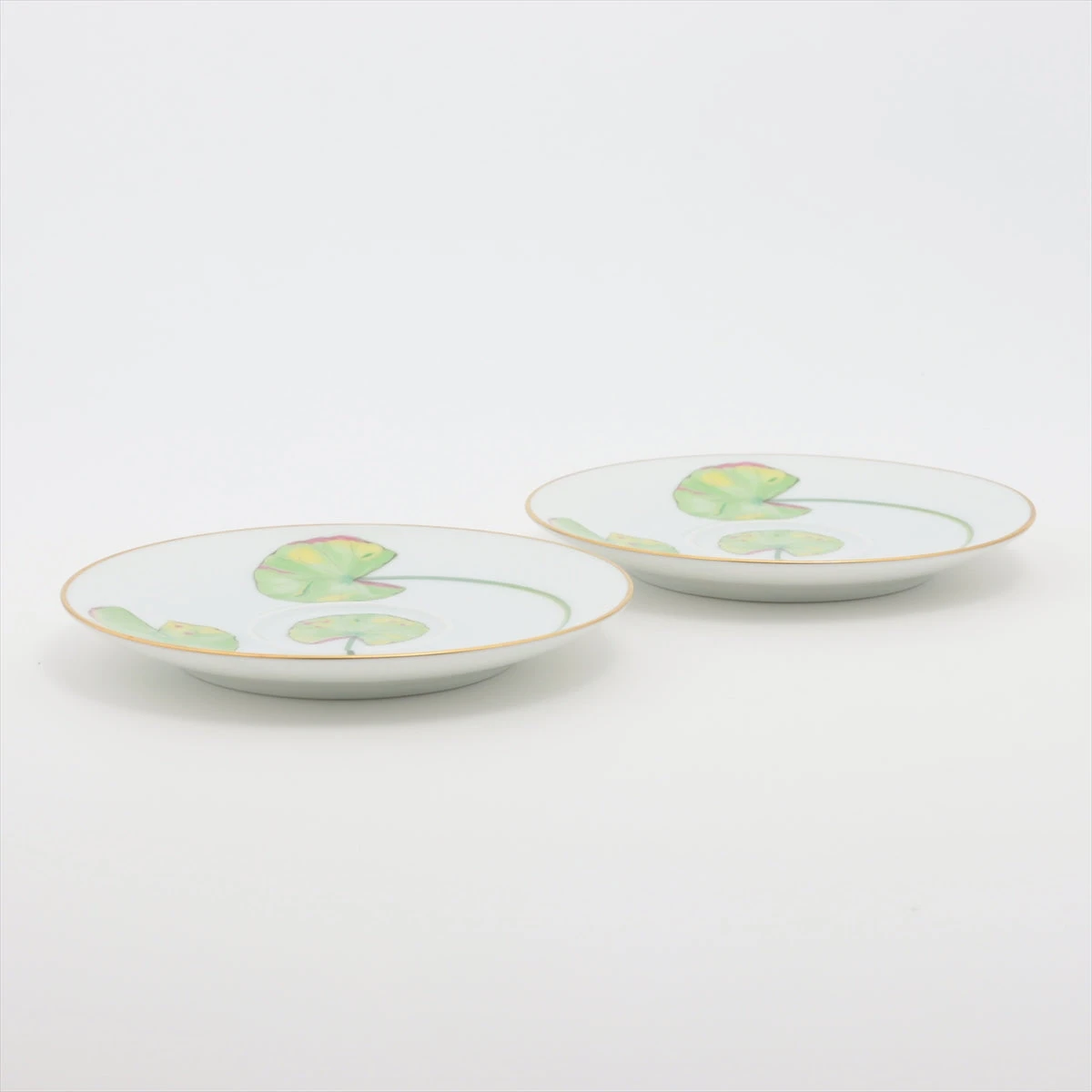 エルメス ナイルの庭 カップ&ソーサー 陶器 ホワイト×グリーン 2客