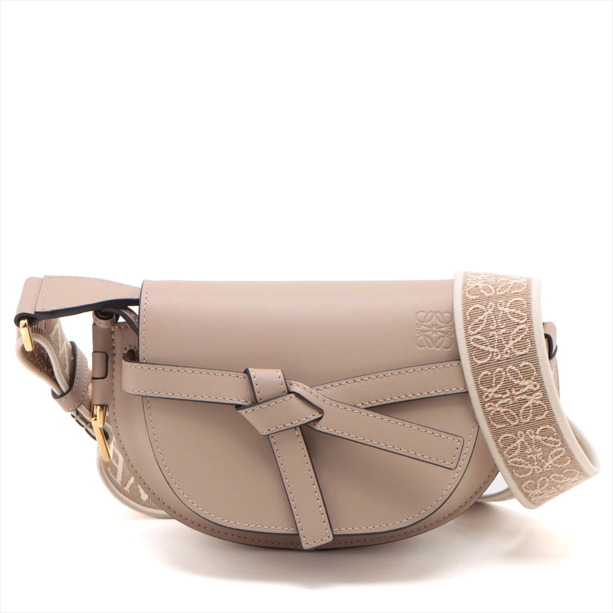 LOEWE ベージュ レザー ショルダーバッグ ロエベベージュ レザー ショルダーバッグ