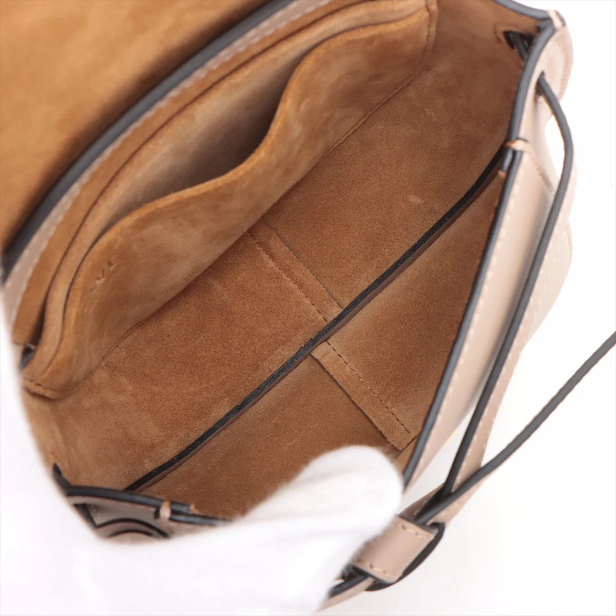 LOEWE レザーショルダーバッグ ベージュ ロエベ ミニゲートバッグ レザー ショルダーバッグ ベージュ