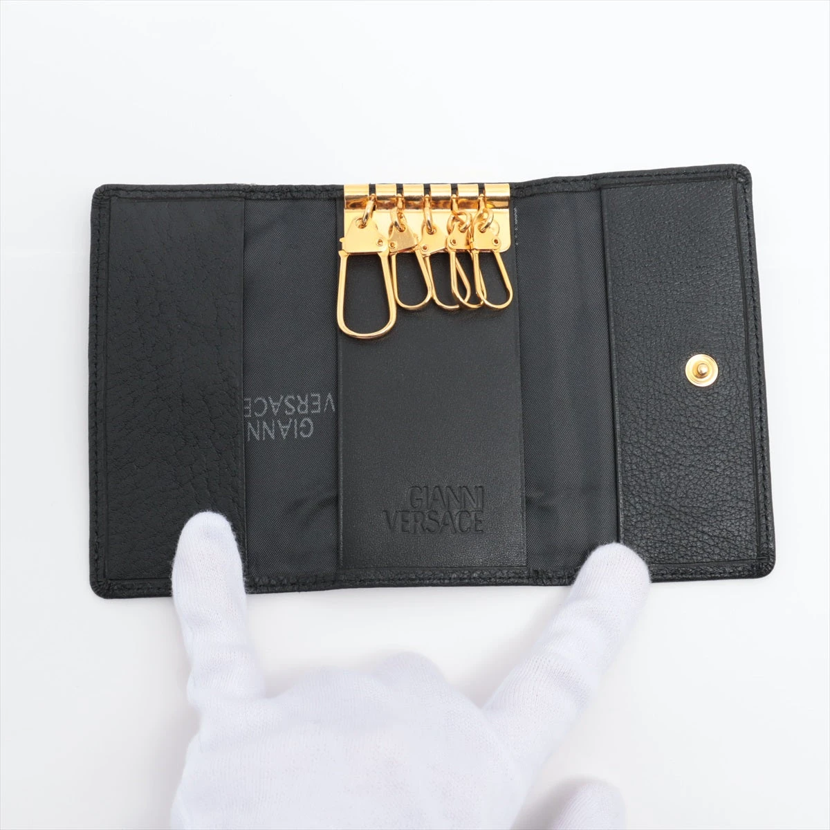 ヴェルサーチ レザー キーケース ブラック A2905634｜中古