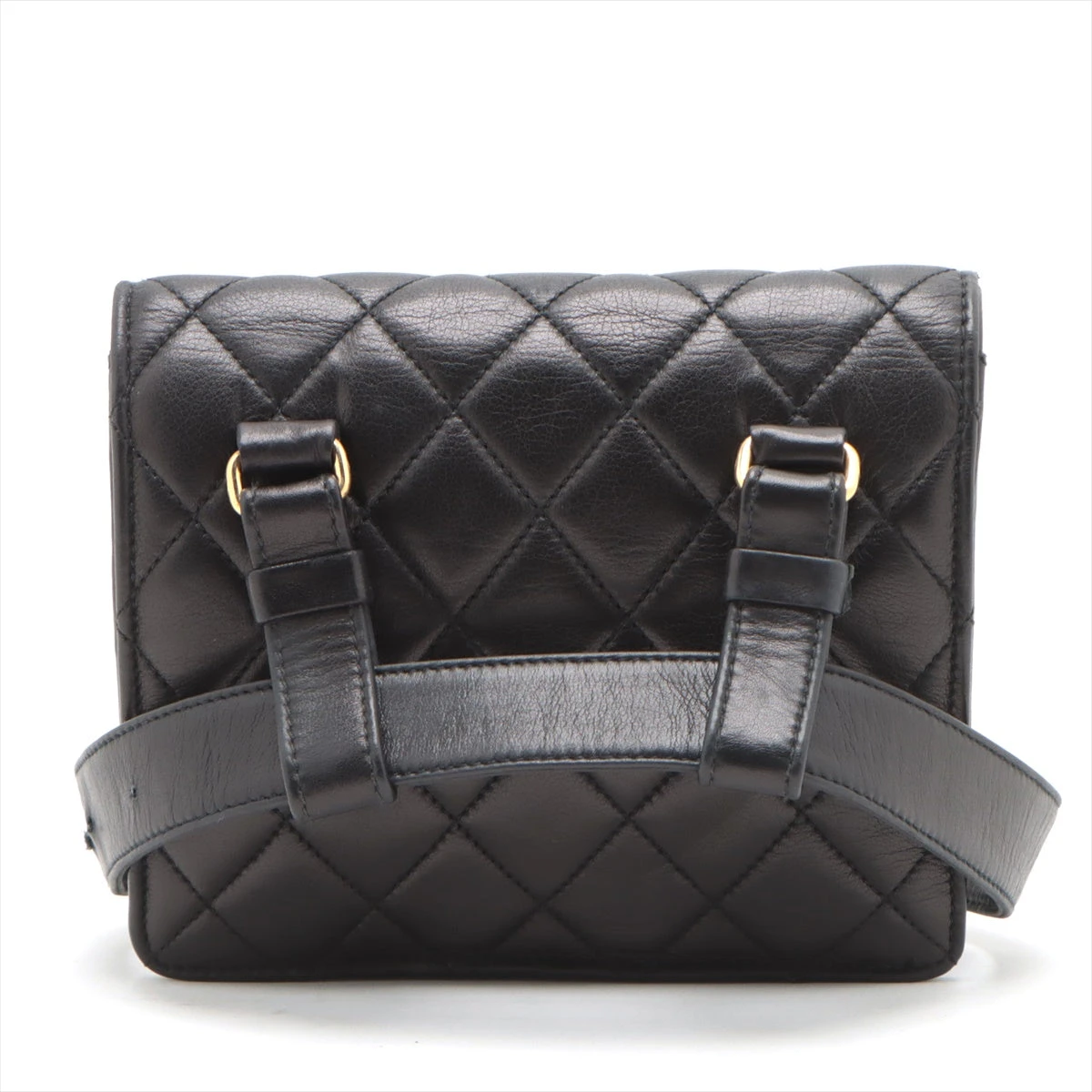 CHANEL マトラッセ ラムスキン ウエストポーチ 付属品付き 人気モデル シャネル マトラッセ ラムスキン ウエストポーチ ブラック