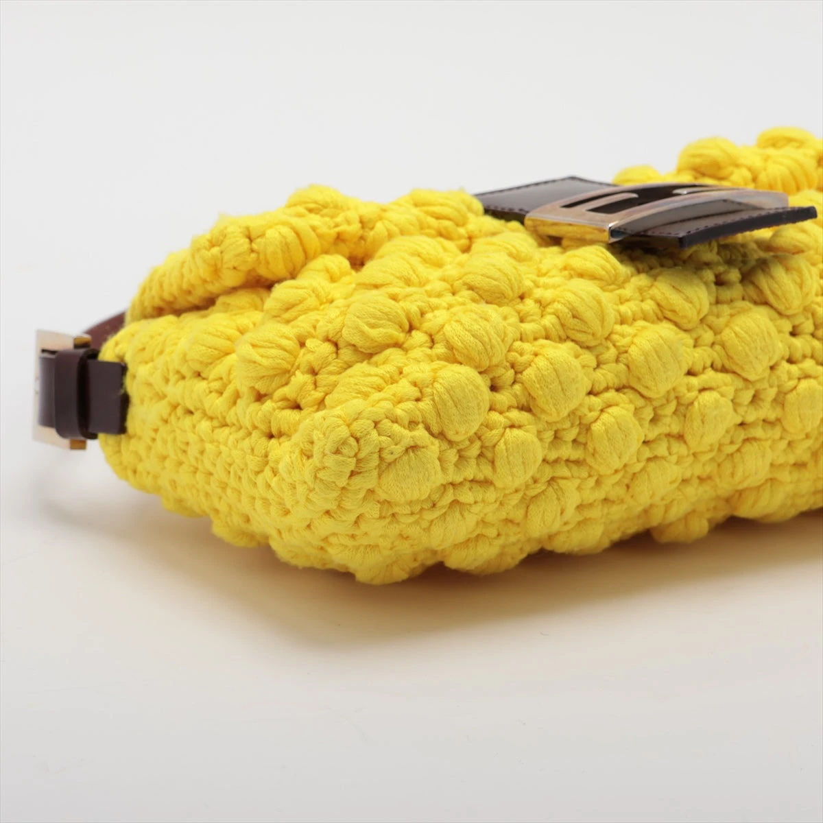 KAZUYA様　フェンディ　ワンショルダー　マンマバケット　ニット　レザー フェンディ マンマバケット ニット×レザー ショルダーバッグ イエロー