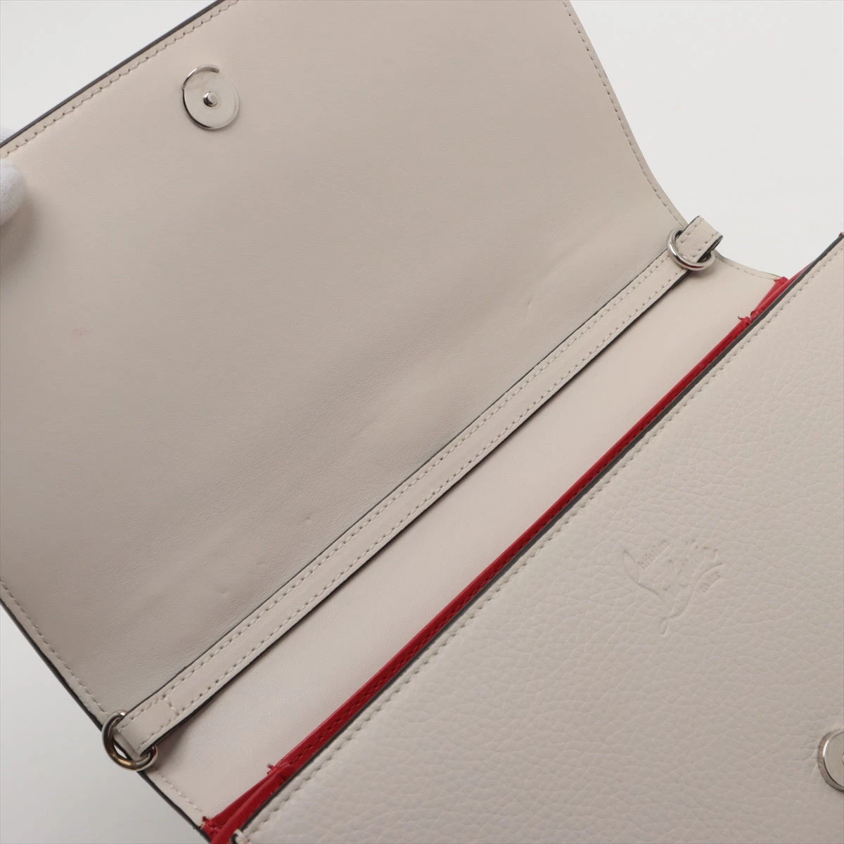 クリスチャンルブタン レザー×スタッズ チェーンショルダーバッグ