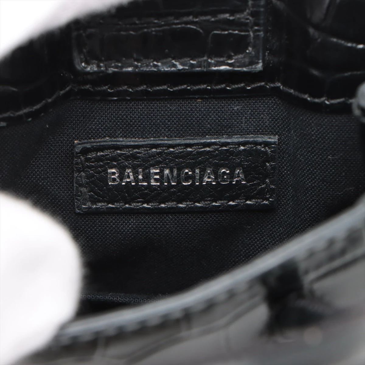 ⭐️美品⭐️ バレンシアガ クロコ型押し エブリデイ フォンホルダー BALENCIAGA(バレンシアガ) Crocodile Embossed B Phone Holder
