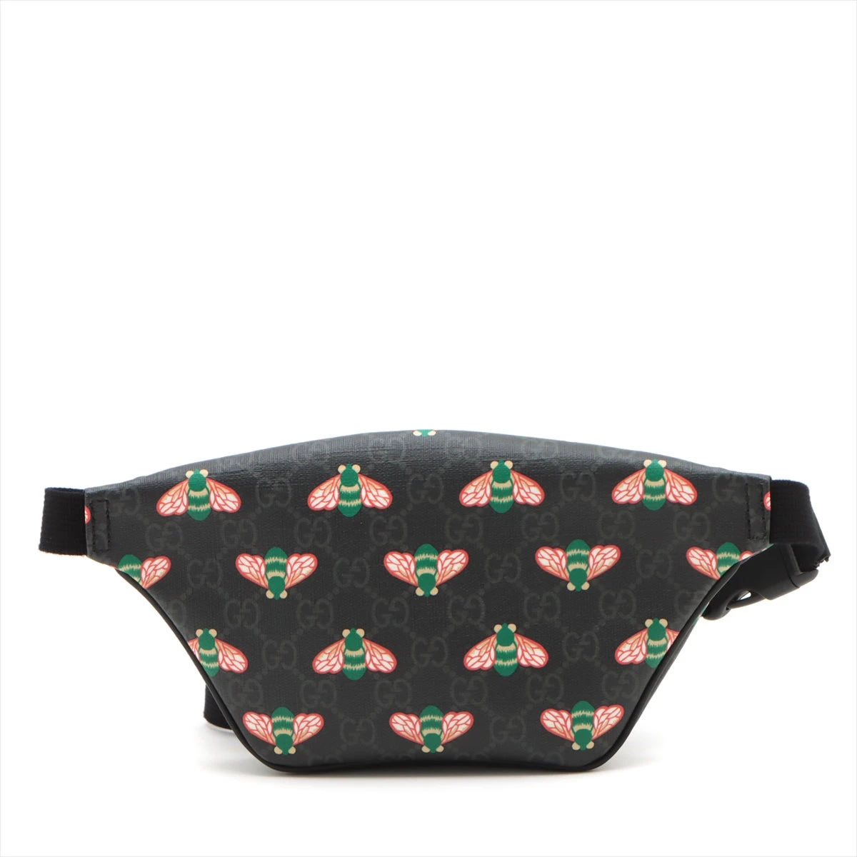 値下げ グッチ ボディバッグ GGスプリーム ロゴ 斜め掛け PVC ブラック GUCCI グッチ GGスプリーム ボディバッグ ブラック／グレー